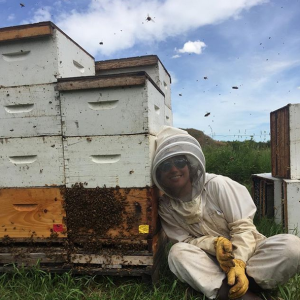 Owner Riana with the bees she cares for