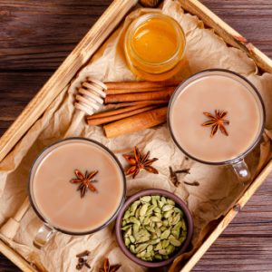 An image of chai tea and its ingredients.