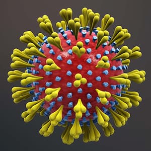 Animated image of a virus particle.