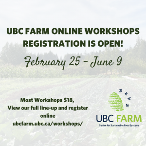 UBC Farm Online Community Workshops: Spring 2022 Series