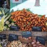 produce laid out for sale at the UBC Farm market