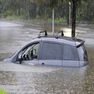 A car sinking in water